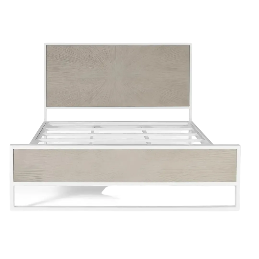 Cama Atalanti metal y resina acabado blanco y beige diseño contemporáneo robusta y duradera 150x200x110cm - Giner y Colomer - 1418GYC - foto-transparente