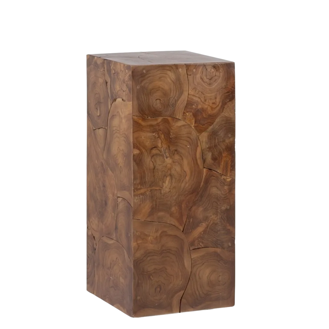 Pedestal alto de teca artesanal 35x35x77cm - Moycor - 164020MYC - foto-transparente