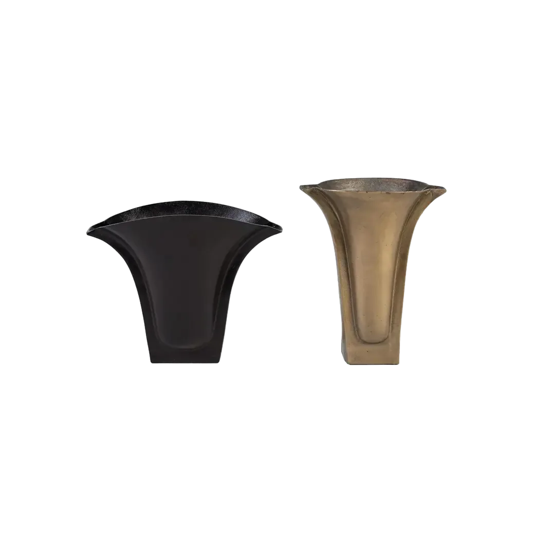 Set de 2 floreros Sable de aluminio acabado rugoso en bronce y latón elegante y estable/ Grande 32. pequeño 49xGrande 21. pequeño 19xGrande 40. pequeño 35cm - Giner y Colomer - 17312GYC - foto-transparente