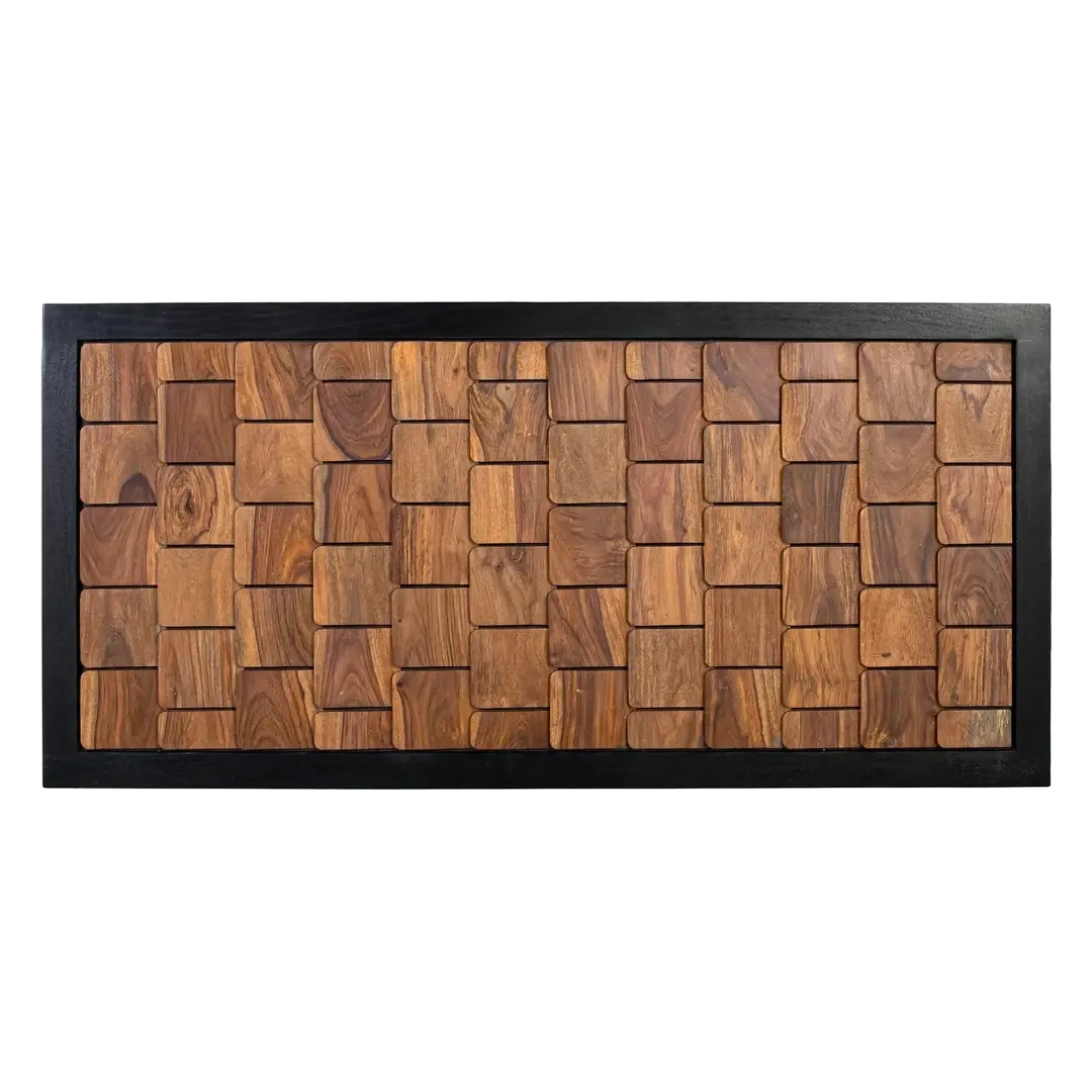 Cabecero Udaiput madera mango y palisandro tonos miel y negro acabado natural vetas visibles diseño atemporal 170x3.5x80cm - Giner y Colomer - 2362GYC - foto-transparente