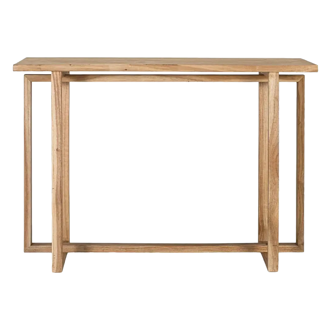 Consola Virelle en madera de mindi natural acabado mate diseño ligero ideal para recibidor 120x40x83cm - Giner y Colomer - 2367GYC - foto-transparente