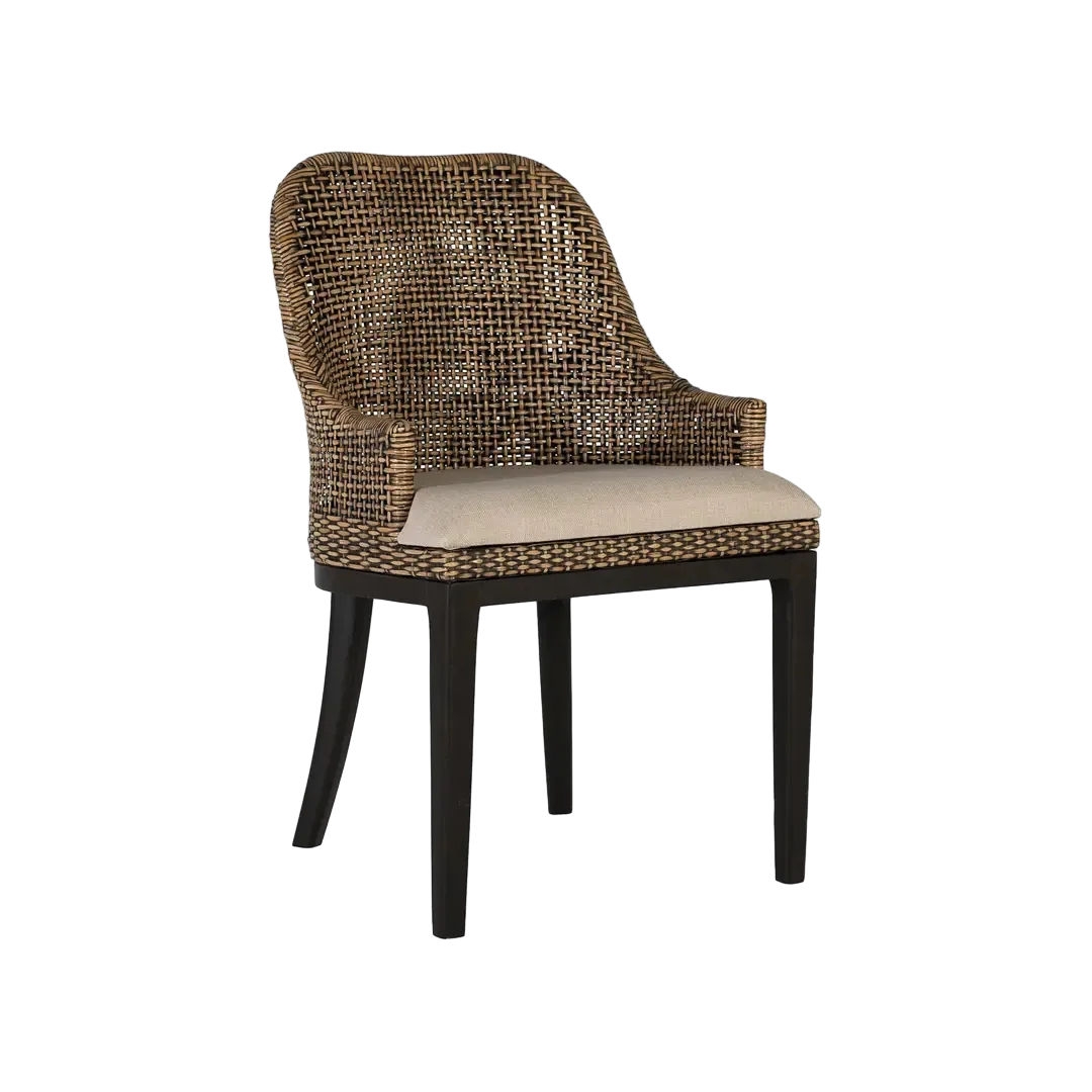 Set de 2 sillas Shimla wengue madera de mahogani respaldo rattan asiento tapizado algodón 53x53x86cm - Giner y Colomer - 2434GYC - foto-transparente