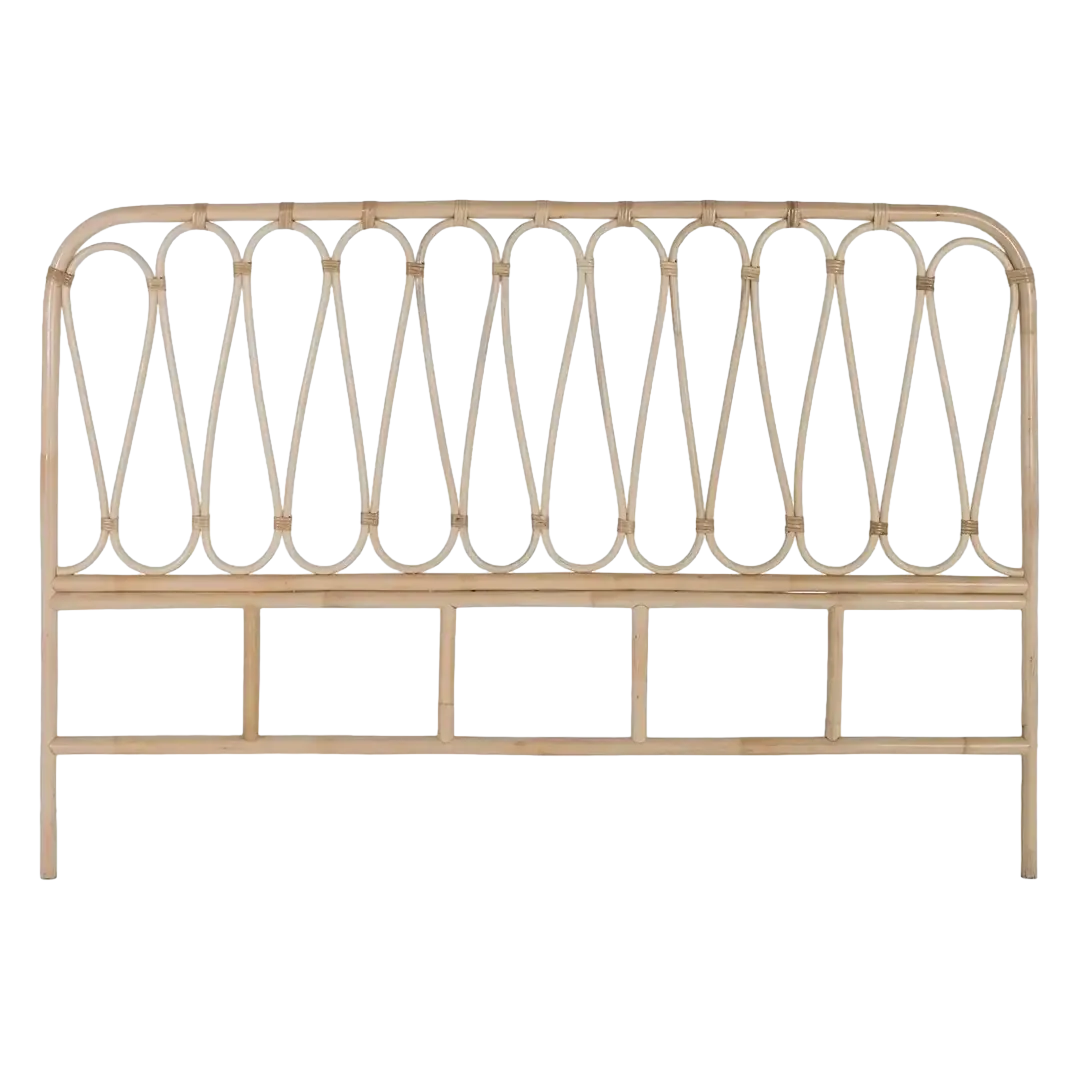 Cabecero Indore en rattan natural estilo boho artesanal para cama de matrimonio 165x3x113cm - Giner y Colomer - 2437GYC - foto-transparente