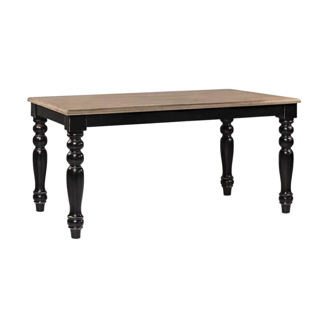 Mesa de comedor en madera de mindi acabado rústico patas torneadas negras 170x90x78cm - Moycor - 316006MYC - foto-transparente