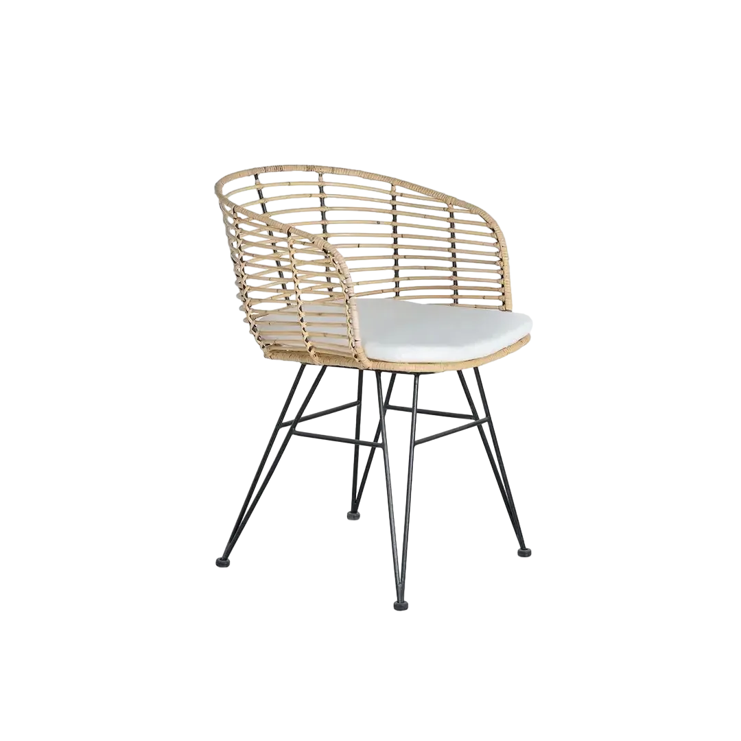 Set de 2 sillas Vexon rattan natural estructura metálica cojín incluido 52x56x80cm - Giner y Colomer - 5650GYC - foto-transparente