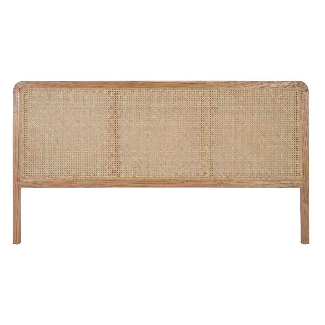 Cabecero Vexia en ratán natural trenzado estilo boho mediterráneo luminoso y ligero 165x4x90cm - Giner y Colomer - 5894GYC - foto-transparente