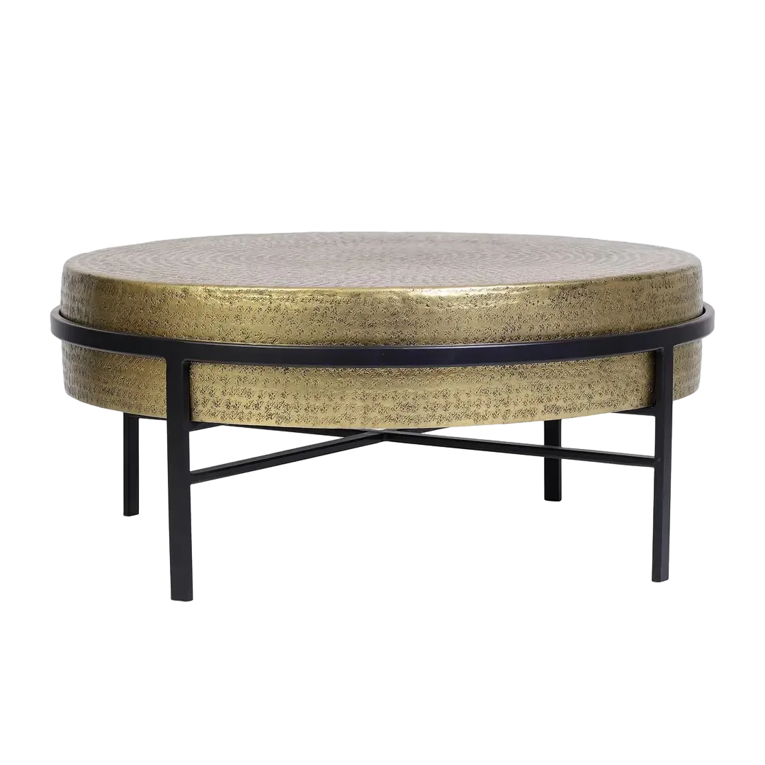 Mesa de centro Angers redonda tapa de bronce y base de metal 82x82x37cm - Giner y Colomer - 6840GYC - foto-transparente