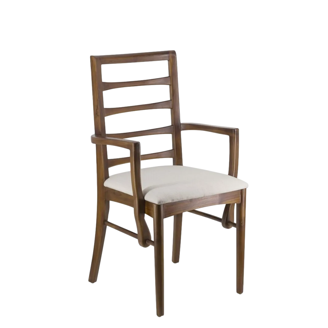 Sillón tapizado de teca y poliéster en tonos neutros 53x47x95cm - Moycor - 744100MYC - foto-transparente