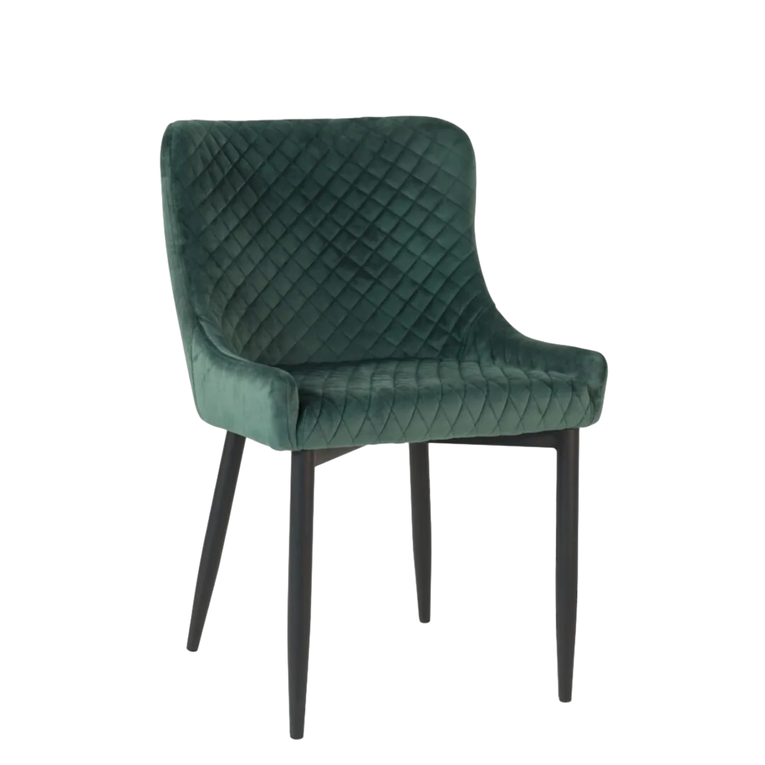 Silla Melissa de hierro con tapizado 100% poliéster verde con rombos y patas negras 52x62x82cm - Moycor - 9421201MYC - foto-transparente