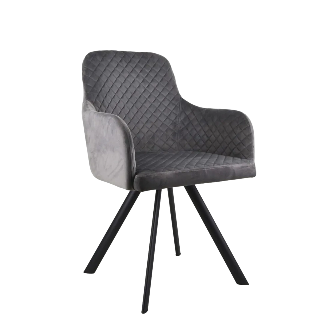 Sillón de hierro y poliéster tapizado gris con rombos patas negras 58x55x83cm - Moycor - 9421300MYC - foto-transparente