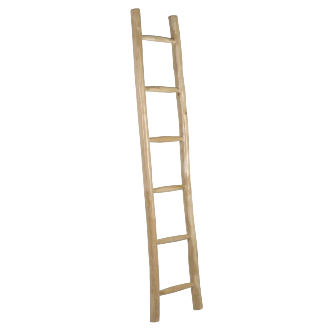 Toallero escalera de teca marrón blanqueado 45x6x200cm - Moycor - 9490202MYC - foto-transparente
