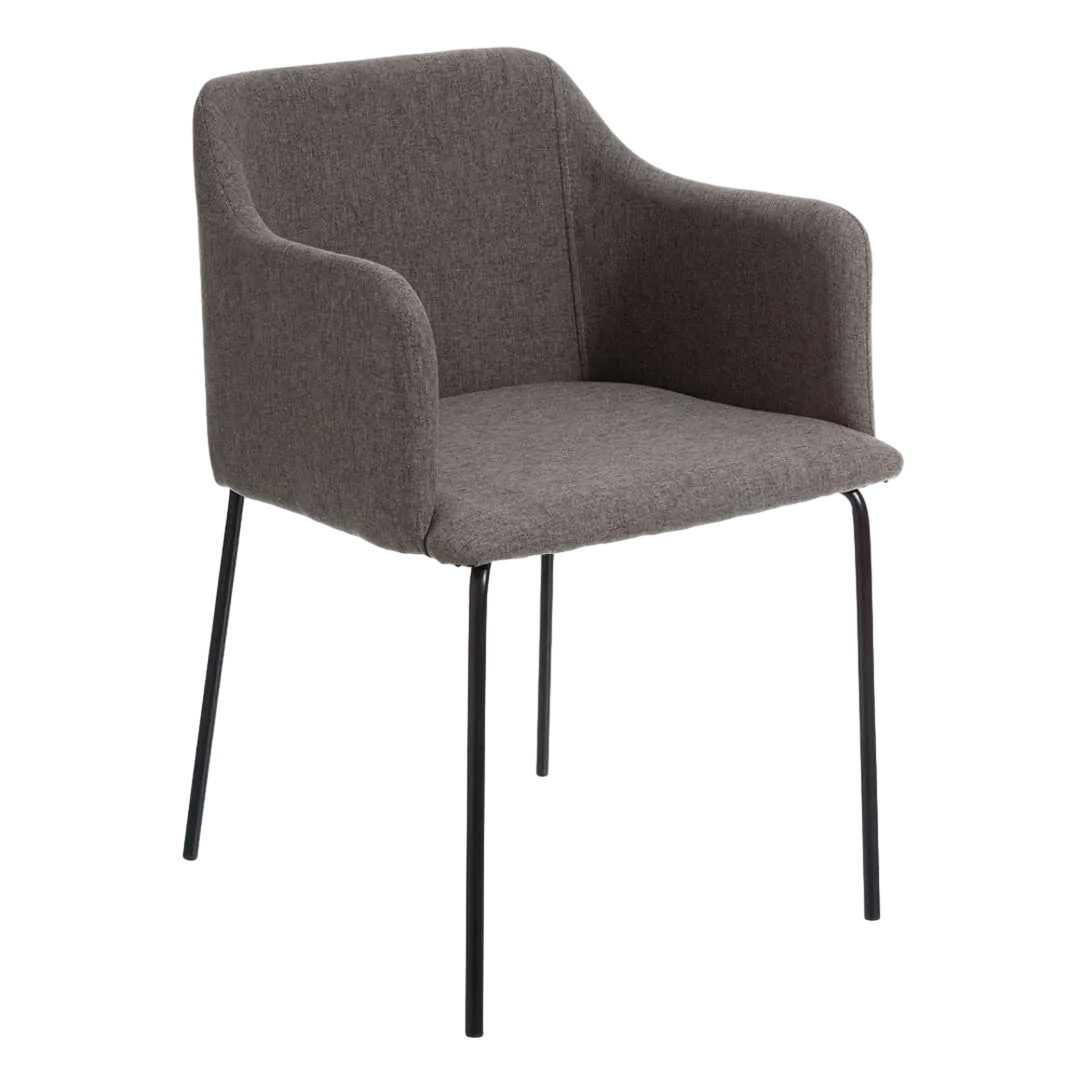 Silla tapizada gris en tejido poliéster con patas metálicas estilo moderno 52.50x53x77cm - Ixia - 105389IX - foto-transparente