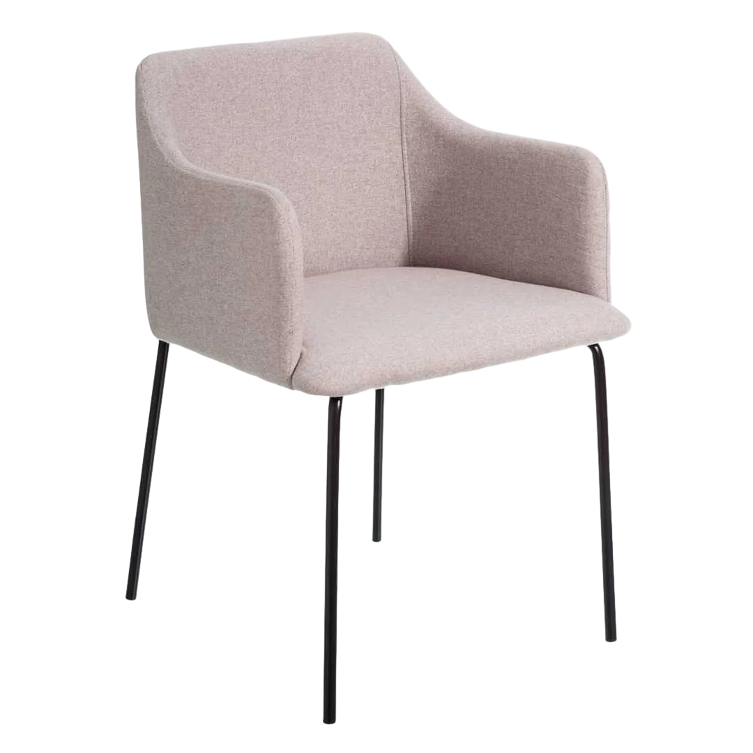 Silla moderna tapizada en tejido beige con patas de metal 52.50x53x77cm - Ixia - 105390IX - foto-transparente