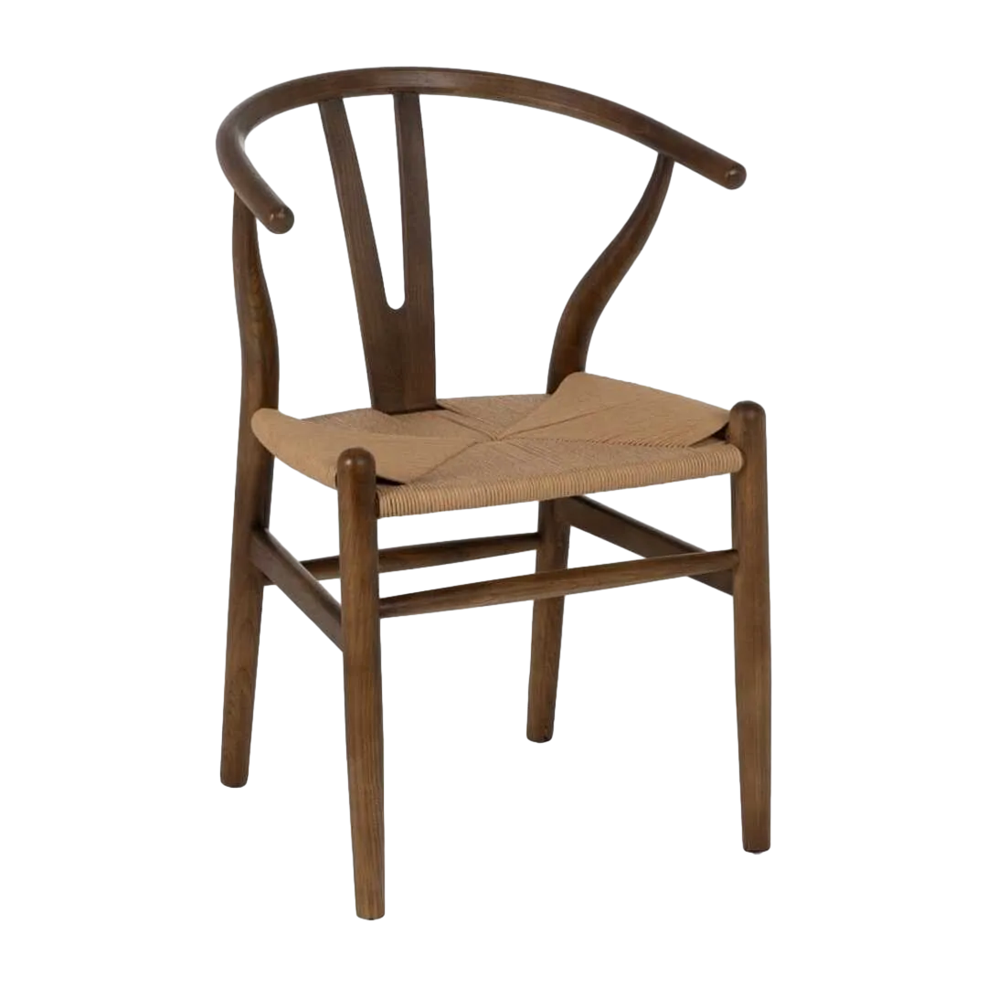 Silla para salón de madera de olmo con asiento de ratán altura 45.5cm marrón 56x48x78cm - Ixia - 105553IX - foto-transparente