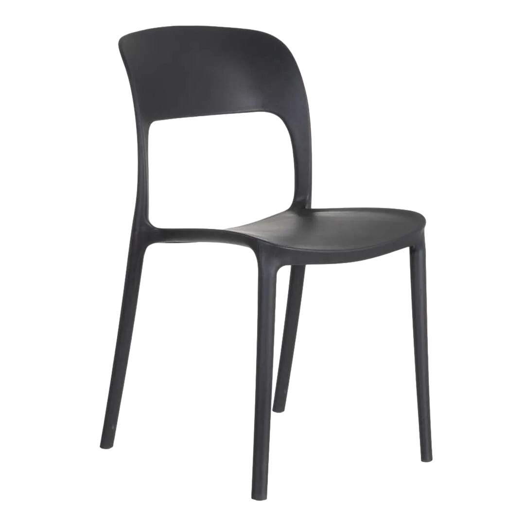 Silla apilable de polipropileno gris oscuro 43x43x83.20cm - Ixia - 152648IX - foto-transparente