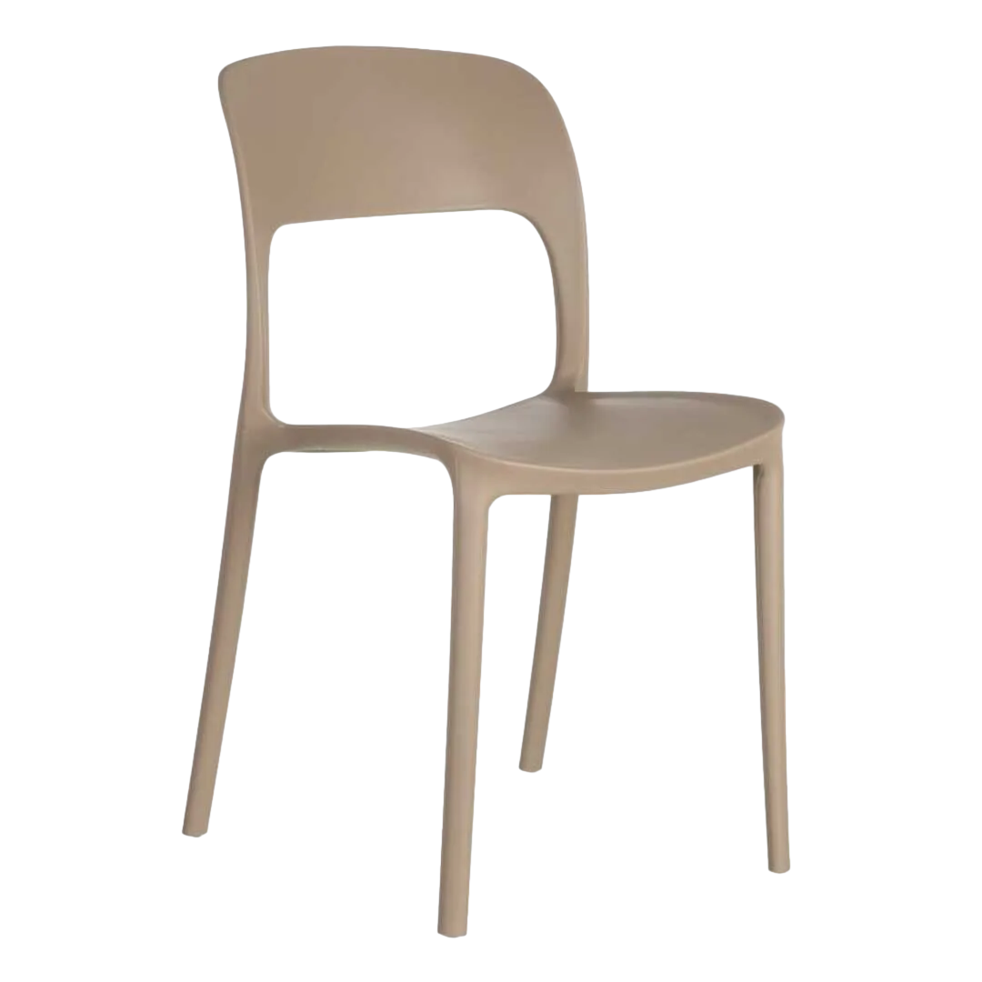 Silla apilable beige de polipropileno apta para exterior 43x43x83.20cm - Ixia - 152649IX - foto-transparente