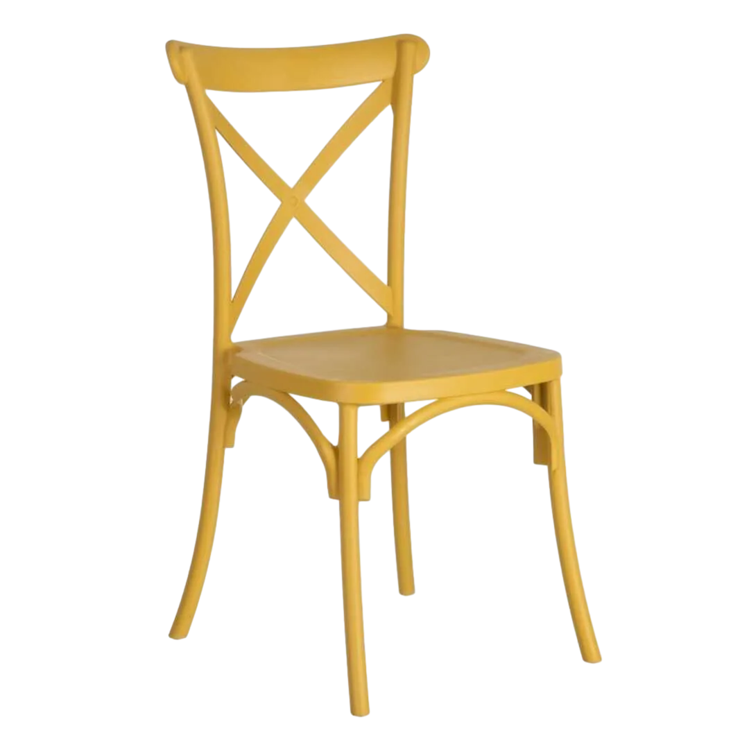 Silla apilable amarilla de polipropileno apta para exterior 48.50x43x91cm - Ixia - 152656IX - foto-transparente