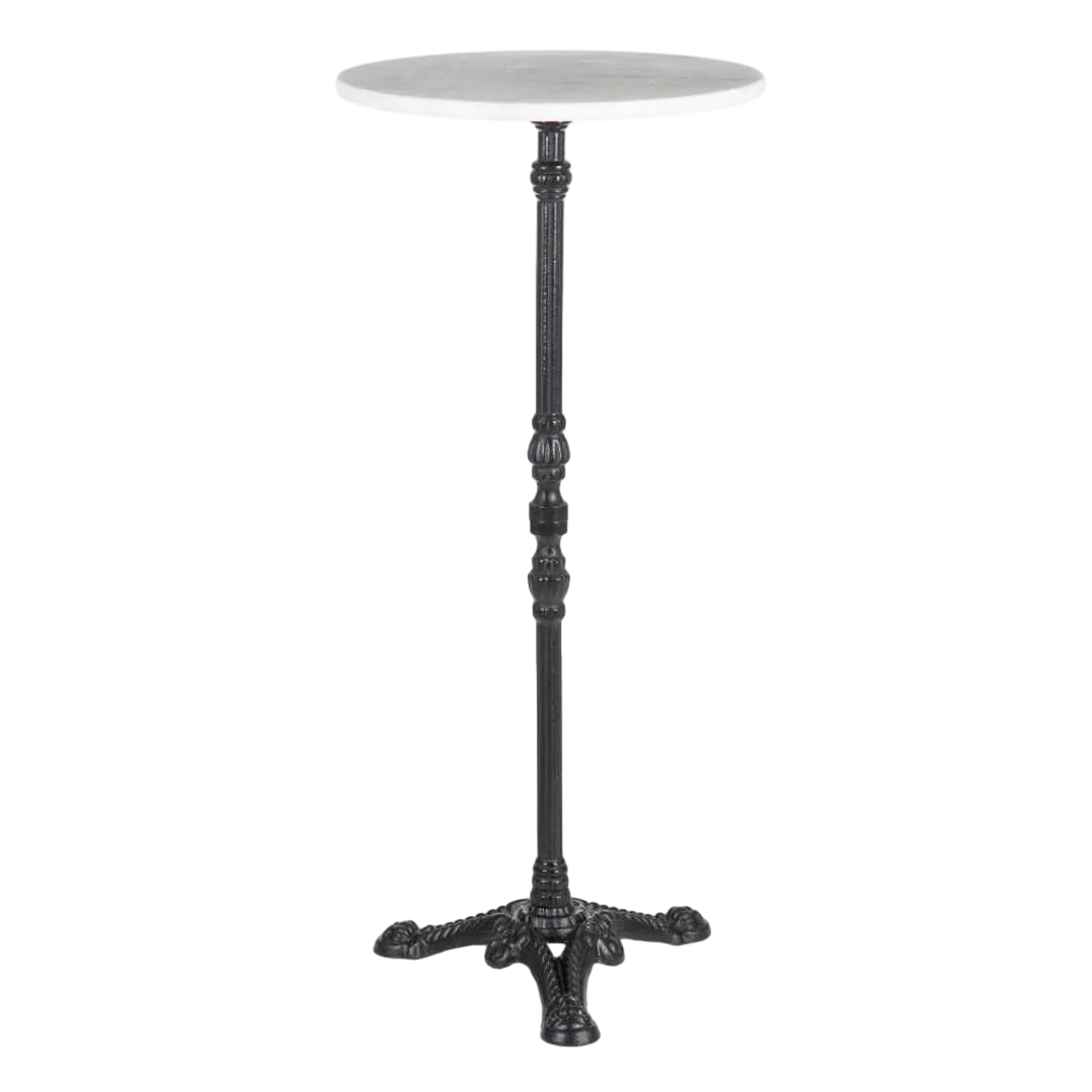 Mesa alta en metal y mármol blanco y negro 50x50x110cm - Ixia - 153032IX - foto-transparente