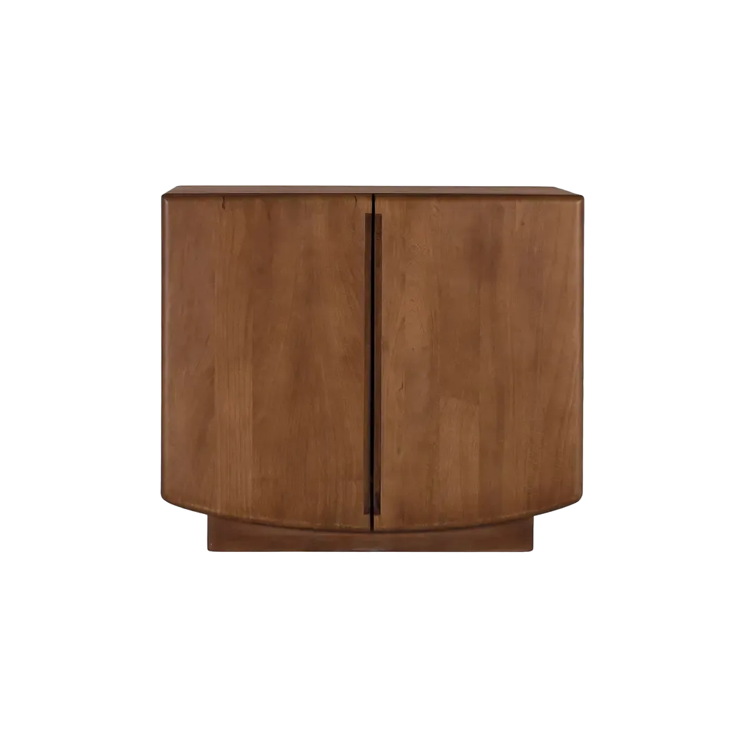 Aparador Kobe madera de mango acabado nogal estilo escandinavo Japandi con 2 puertas y 1 estante 90x40x76cm - Giner y Colomer - 2479GYC - foto-transparente