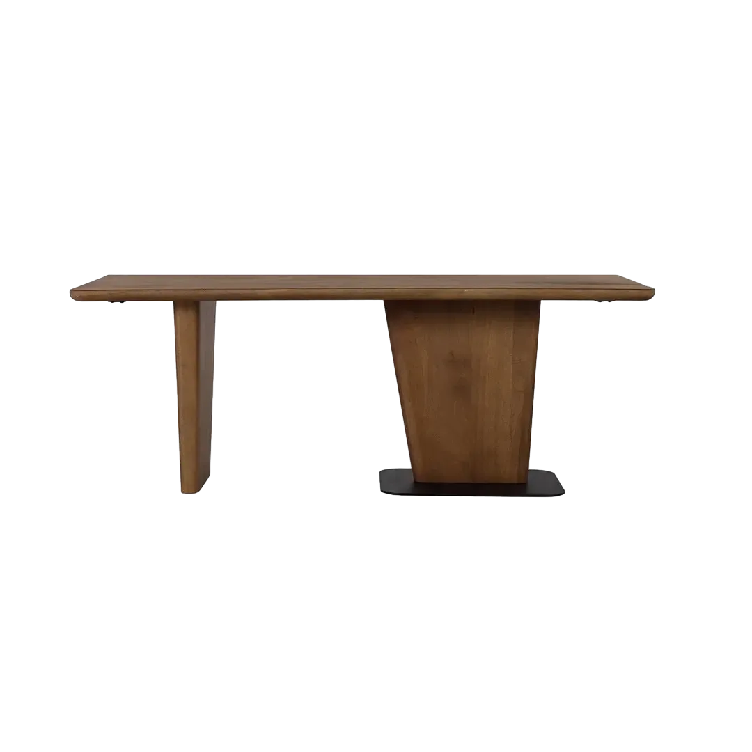 Mesa de centro Kobe madera de mango acabado nogal con patas en negro estilo Japandi 120 mx60x45cm - Giner y Colomer - 2485GYC - foto-transparente