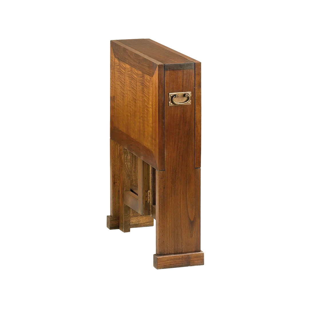 Mesa auxiliar Star plegable de 2 alas en madera de mindi con accesorios de bronce hecha a mano 90x78x50cm - Moycor - 30177MYC - foto-transparente