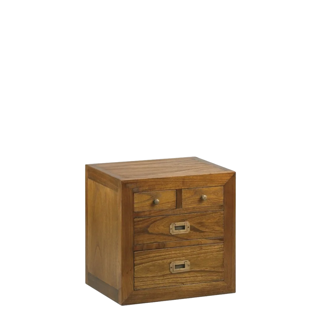 Cajonera Combi en madera de mindi con 4 cajones y patas incluidas 45x35x45cm - Moycor - 301906MYC - foto-transparente