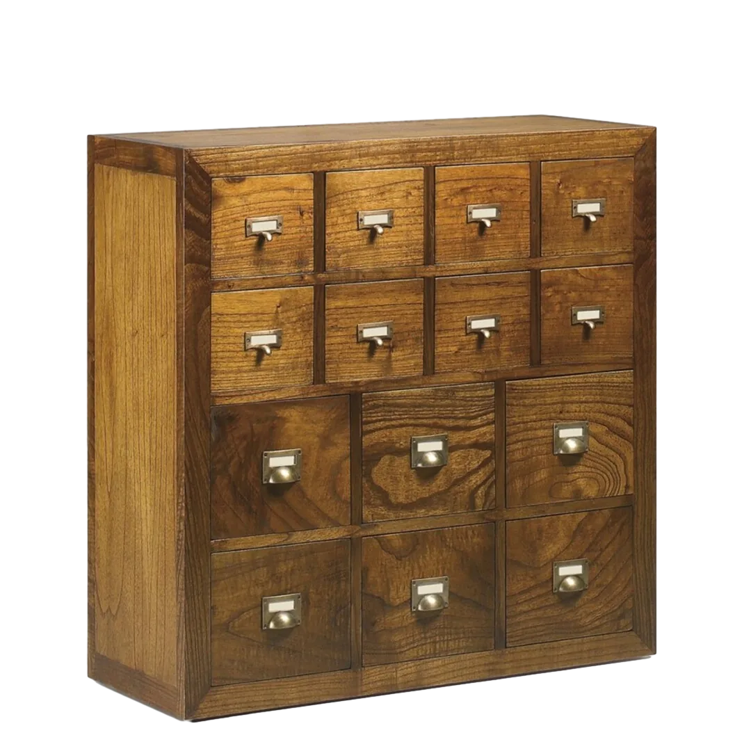 Cajonera Combi en mindi con 14 cajones 90x35x90cm - Moycor - 301910MYC - foto-transparente