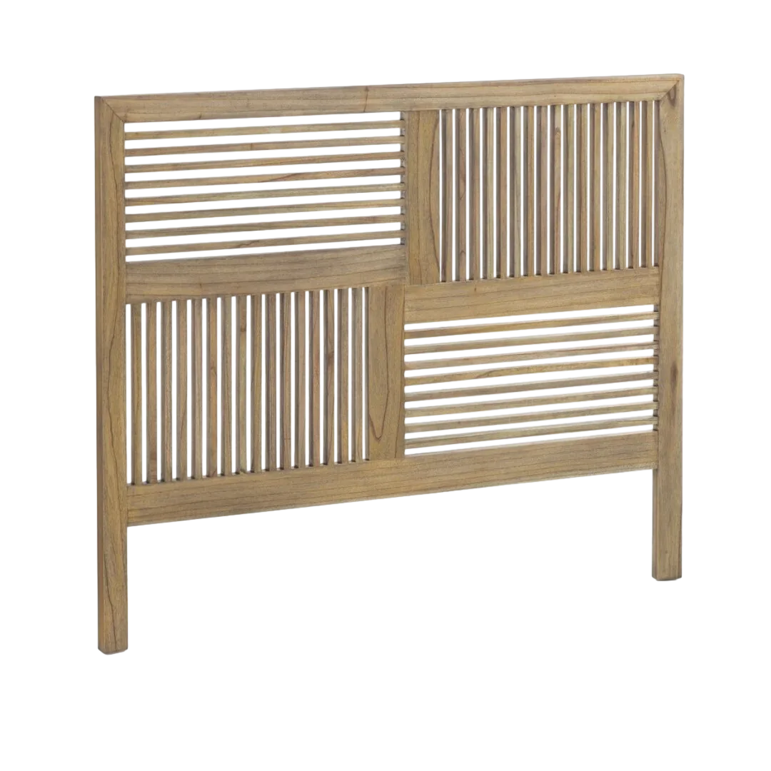 Cabecero de madera maciza de mindi con barrotes verticales y horizontales 165x4x135cm - Moycor - 302008MYC - foto-transparente