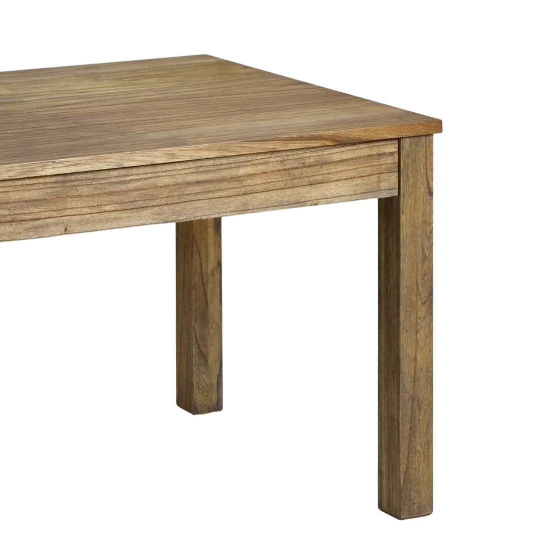 Mesa de comedor en madera de mindi con 2 cajones accesorios en bronce y tiradores plata 150x90x78cm - Moycor - 302022MYC - foto-transparente