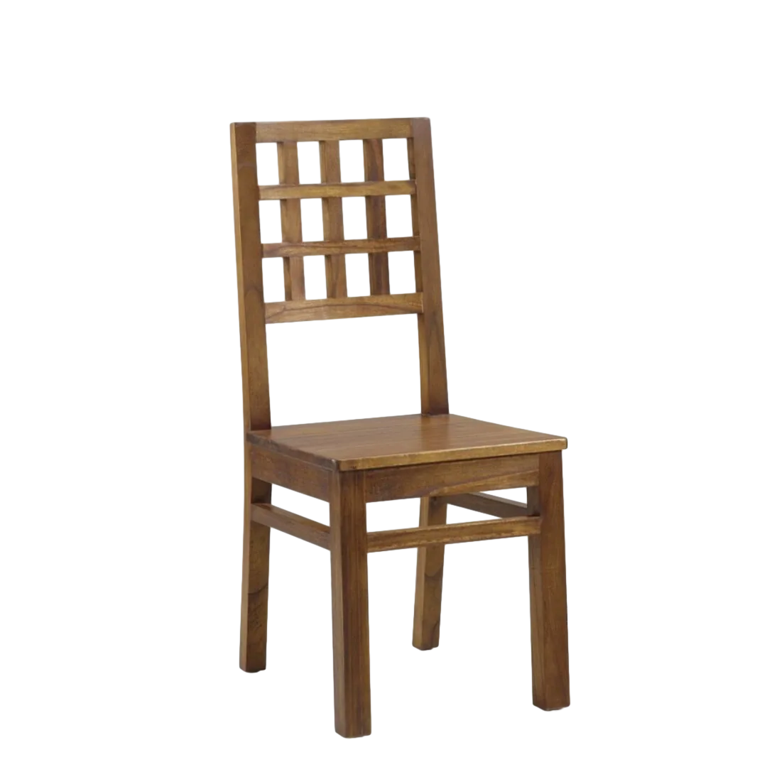 Silla de madera maciza de mindi con cuadros 45x50x100cm - Moycor - 30309MYC - foto-transparente