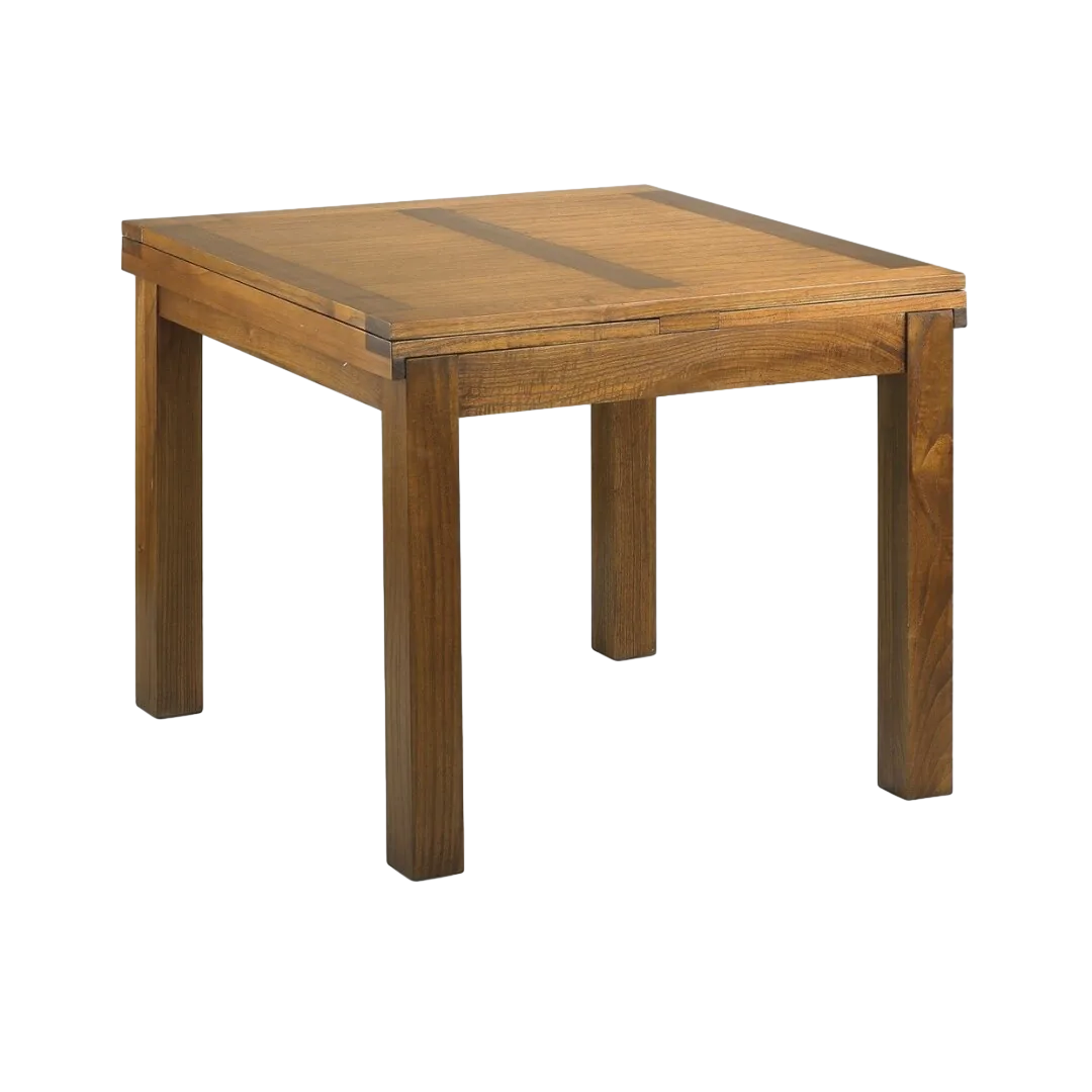 Mesa de comedor extensible Star madera de mindi con dos extensiones y accesorios de bronce 95x95x78cm - Moycor - 304110MYC - foto-transparente