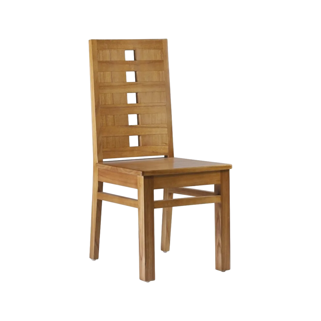 Silla Madhu de madera de mindi hecha a mano estructura maciza respaldo con diseño de cuadrados 45x55x100cm - Moycor - 315021MYC - foto-transparente
