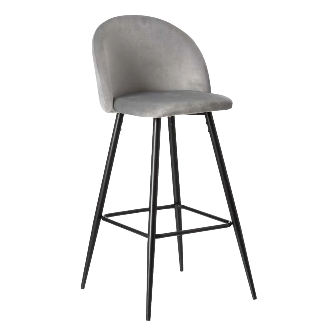 Taburete alto gris tapizado en tejido poliéster con estructura metálica 40.20x48.20x102cm - Ixia - 600650IX - foto-transparente