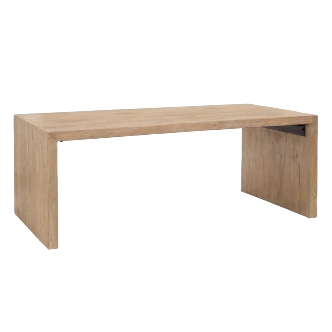 Mesa de comedor natural en madera de pino 200x100x76cm - Ixia - 601234IX - foto-transparente