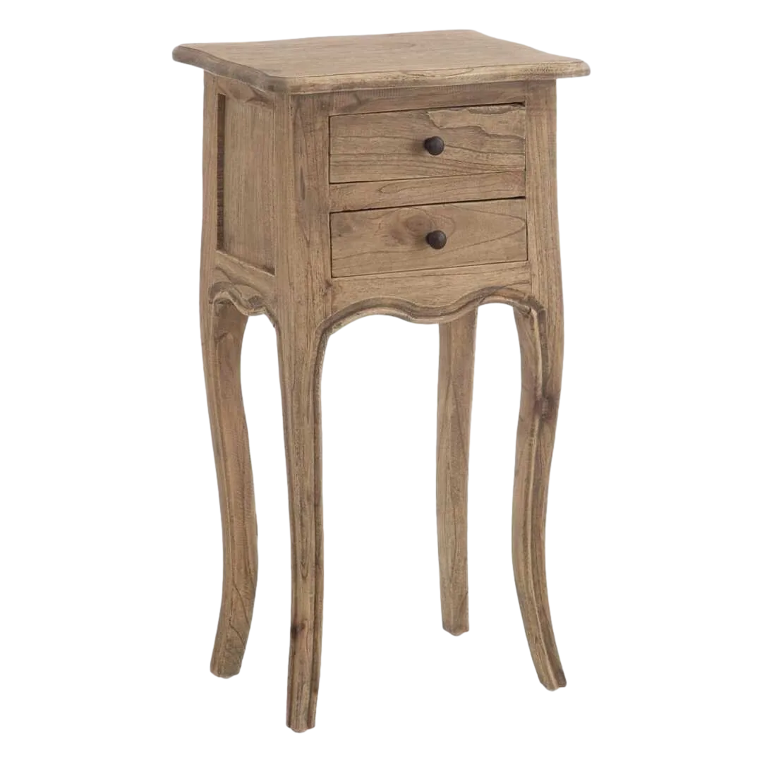 Mesita de noche natural en madera de mindi 40x30x72cm - Ixia - 601429IX - foto-transparente