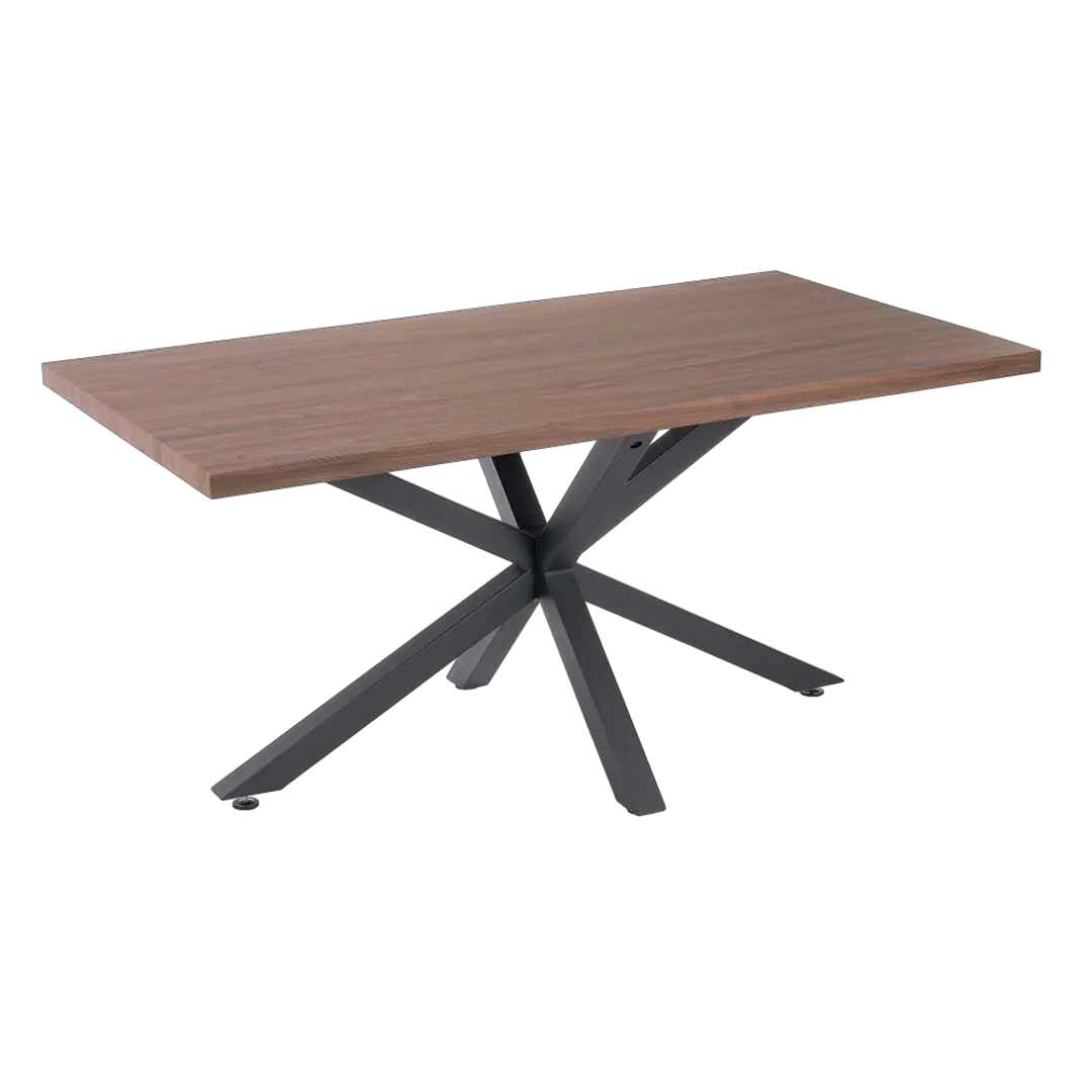Mesa de comedor marrón y negro en madera DM 40mm y metal 160x90x76cm - Ixia - 603298IX - foto-transparente