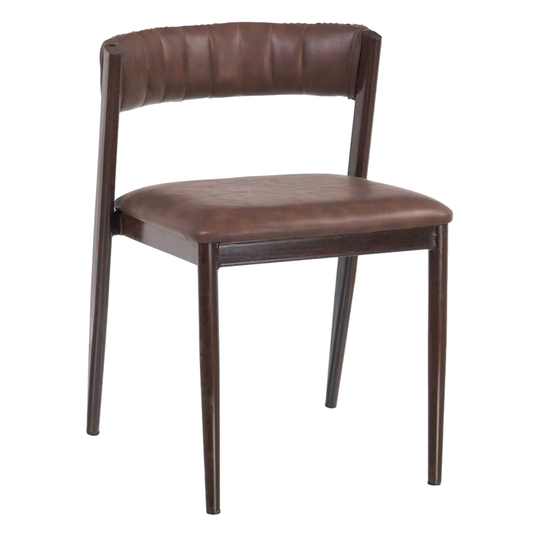 Silla de salón tapizada en PU marrón con estructura metálica 51x55x72cm - Ixia - 603728IX - foto-transparente