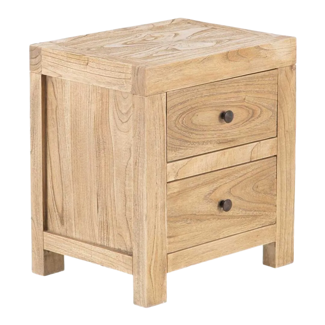 Mesita de dormitorio natural en madera de mindi con cajón 45x35x50cm - Ixia - 603824IX - foto-transparente