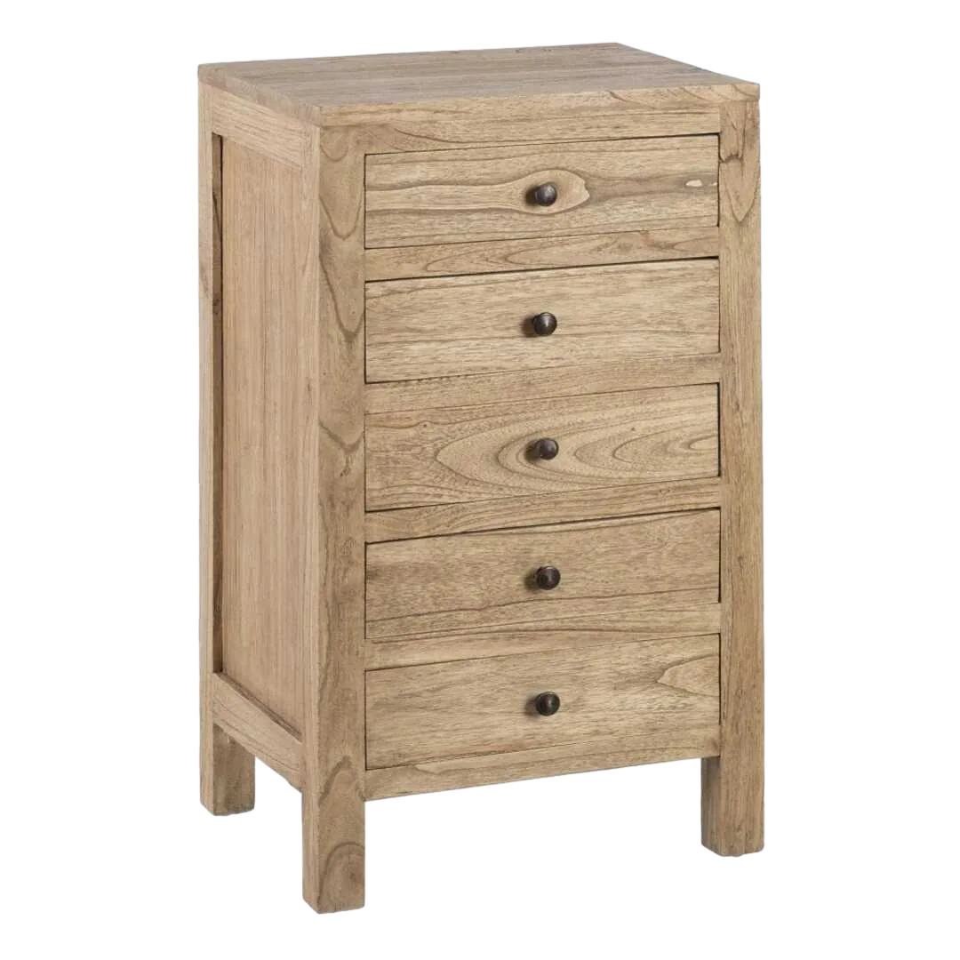 Mesita natural de madera mindi para dormitorio con cajón 44x34x77cm - Ixia - 605533IX - foto-transparente