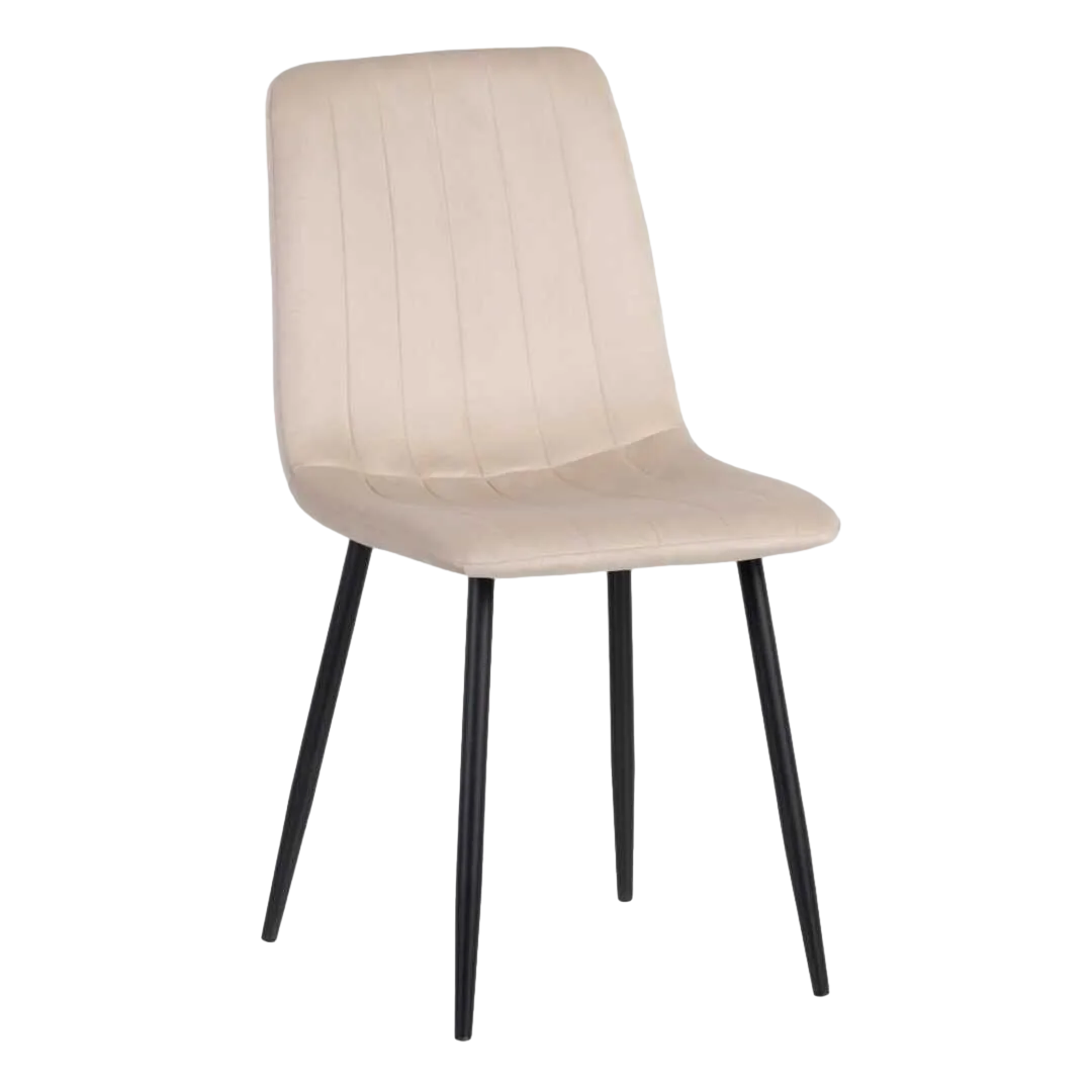 Silla beige de terciopelo para salón con estructura en DM y patas de hierro 45x51x88.50cm - Ixia - 606142IX - foto-transparente