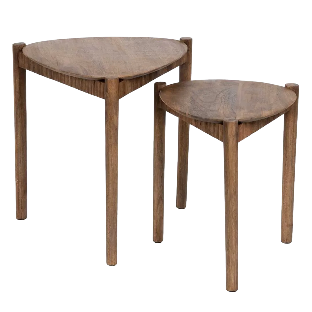 Juego de 2 mesas auxiliares en madera de mango acabado natural 58x56x56cm - Ixia - 608171IX - foto-transparente