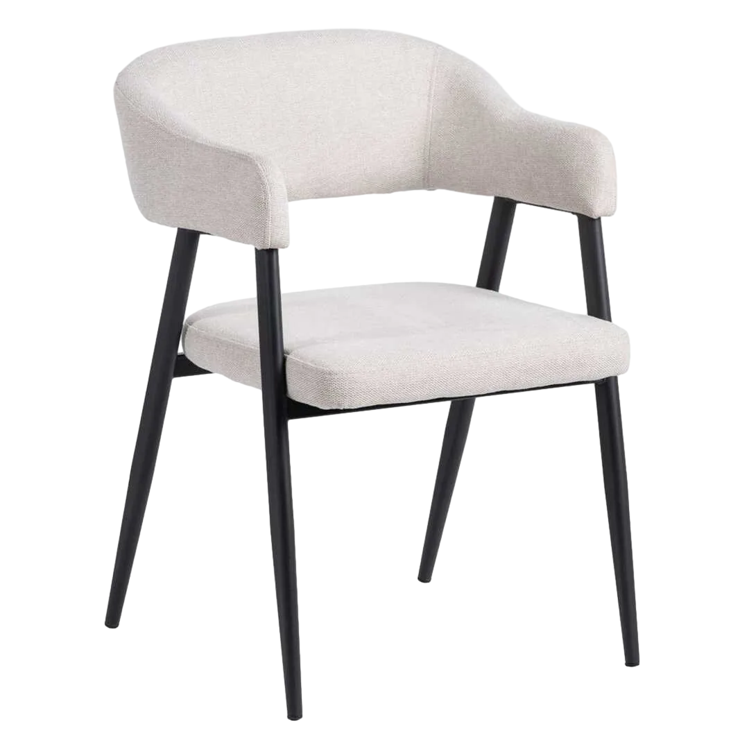 Silla de salón crema tapizada en tejido con patas de acero 56x60x81cm - Ixia - 608300IX - foto-transparente