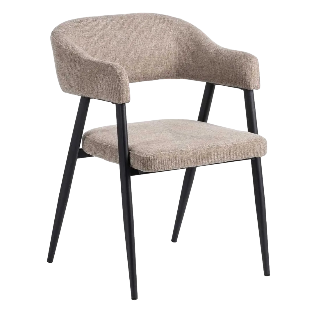 Silla en tejido taupe con patas de acero 56x60x81cm - Ixia - 608301IX - foto-transparente