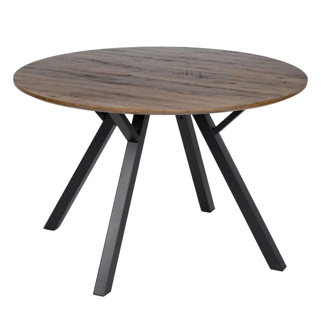Mesa de comedor para salón marrón y negro en DM y metal 120x120x75cm - Ixia - 608698IX - foto-transparente