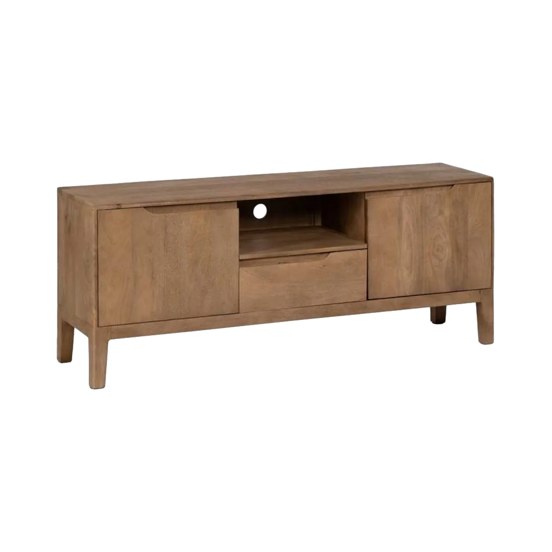 Mueble TV en madera de mango acabado natural para salón 150x40x60cm - Ixia - 608888IX - foto-transparente