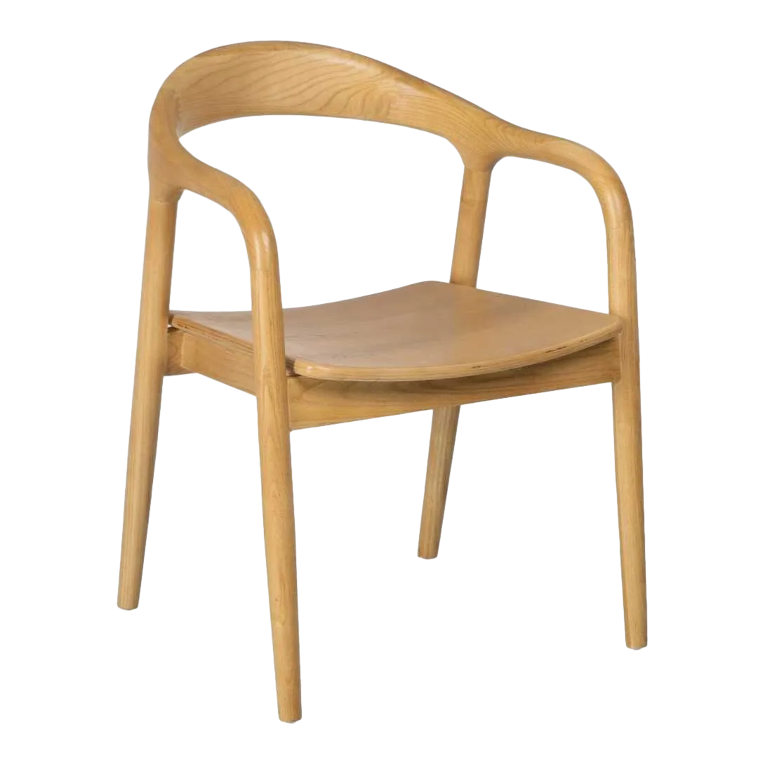 Silla de madera de olmo natural con asiento en DM para salón 55x60x77cm - Ixia - 609024IX - foto-transparente