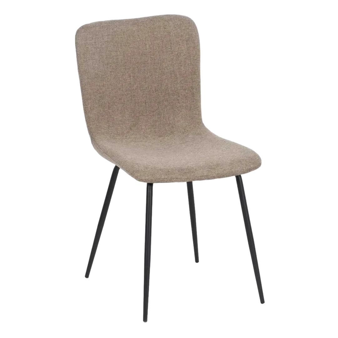 Silla tapizada beige en tejido 100% poliéster con patas de acero para salón 44x55x82cm - Ixia - 609317IX - foto-transparente