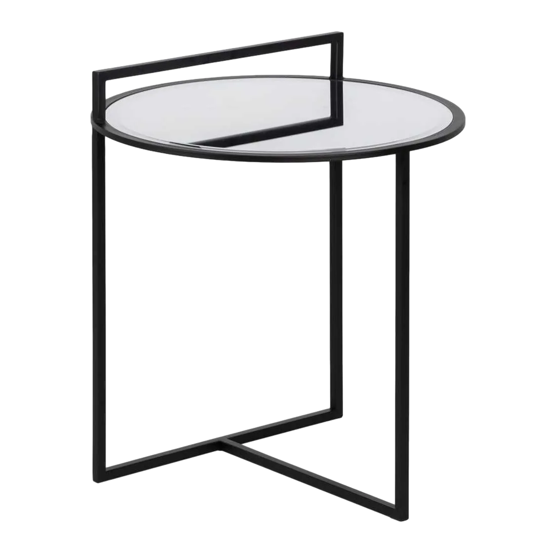 Mesita metálica con espejo negro para salón 59x59x67.50cm - Ixia - 609370IX - foto-transparente