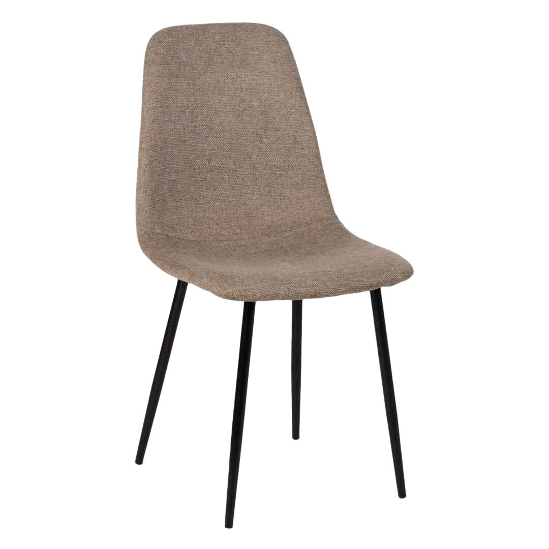 Silla tapizada taupe en tejido 100% poliéster con estructura de metal 43x52x87cm - Ixia - 609568IX - foto-transparente