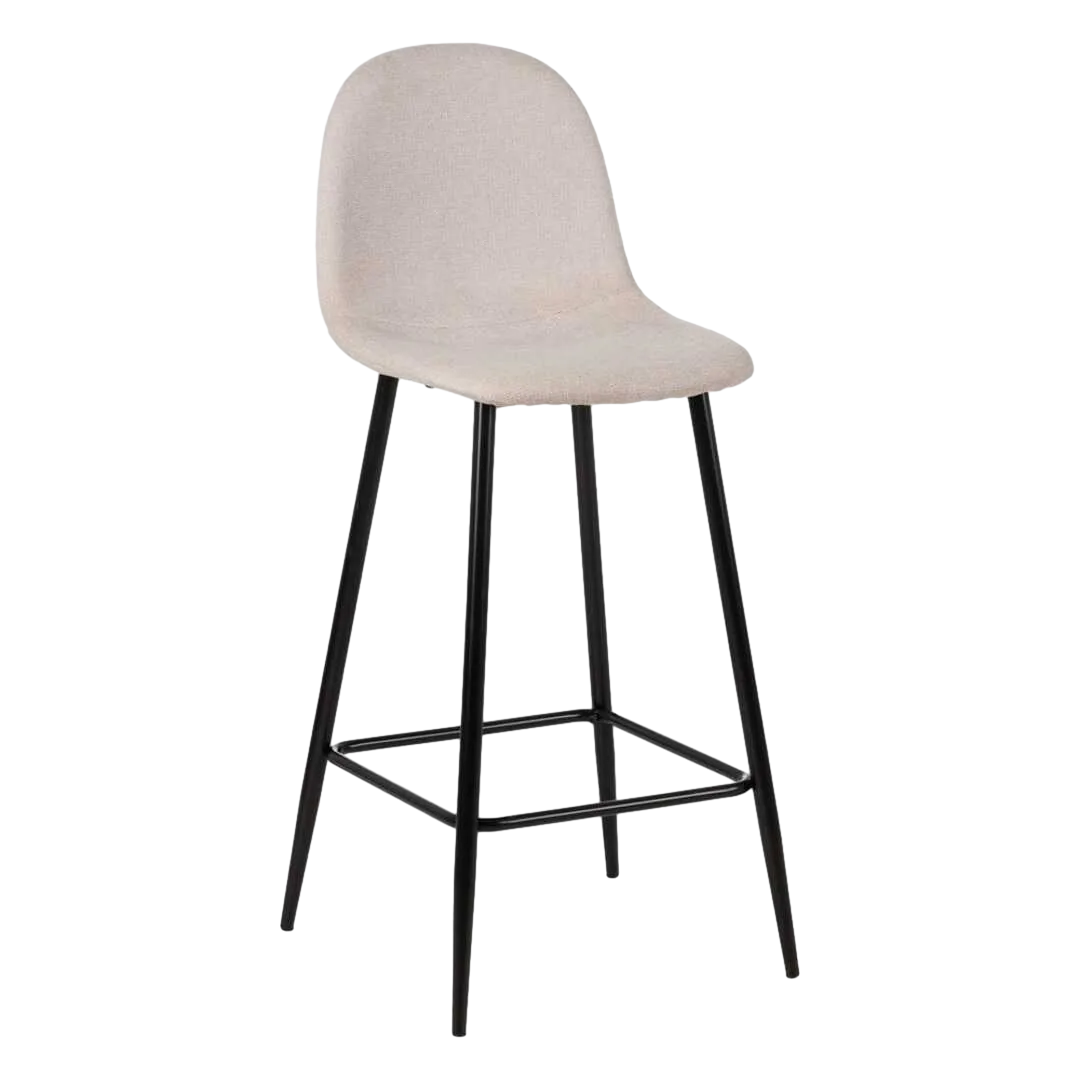 Taburete crema en tejido y metal para salón altura asiento 72cm 45.50x45x105.50cm - Ixia - 609574IX - foto-transparente